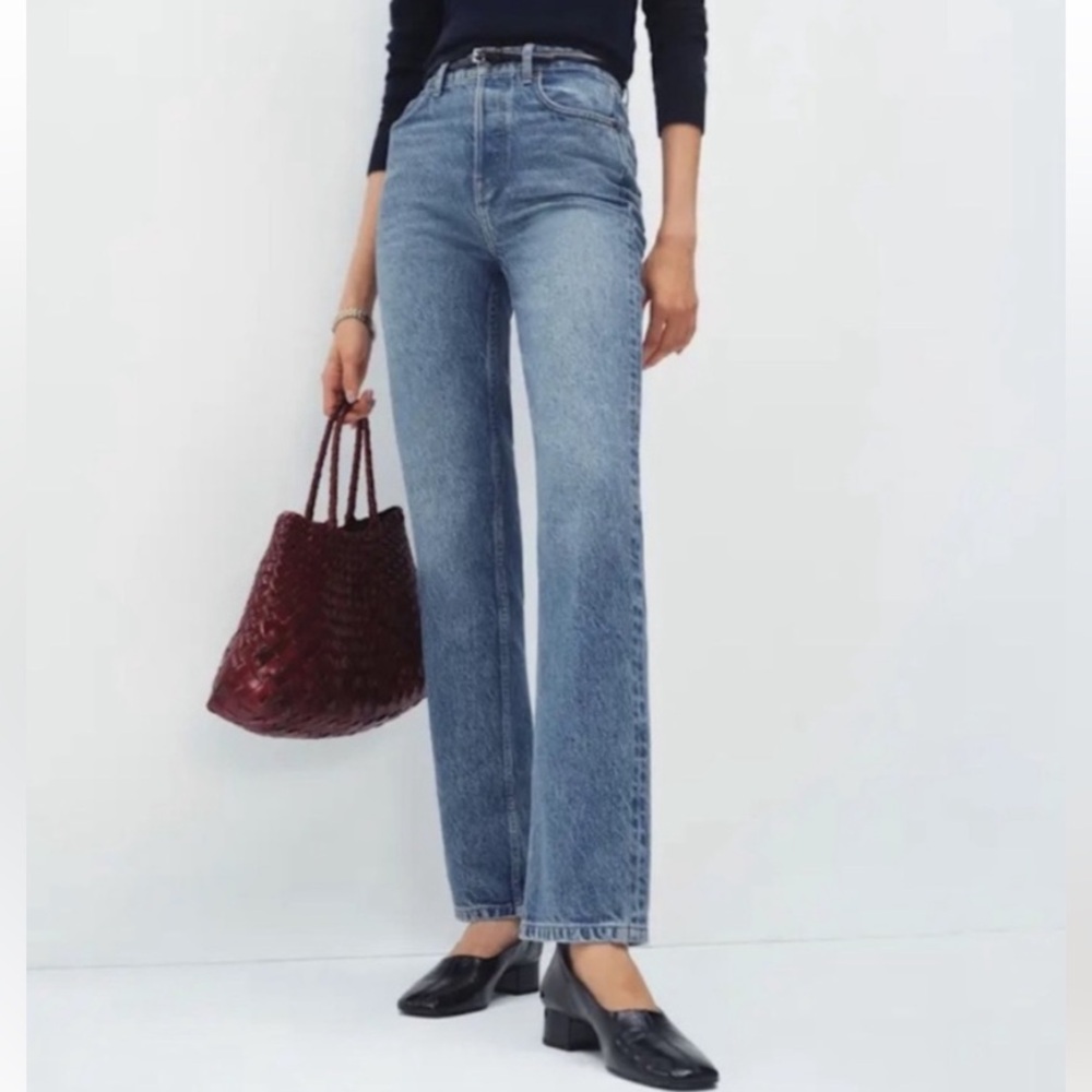Reformation Cynthia Stretch High Rise Straight Leg Jeans Merritt Wash size 25